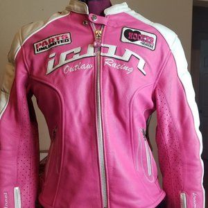 Ladies (ICON) hot pink motorcycle Jacket